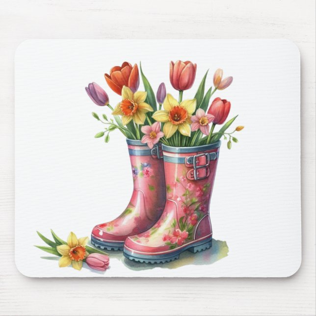 Mousepad-Hello Spring Floral Mouse Pad Musmatta (Framsidan)