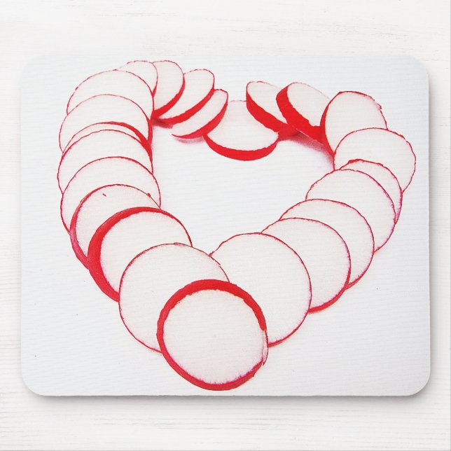 Mousepad Herz aus Radieschenscheiben Musmatta (Framsidan)