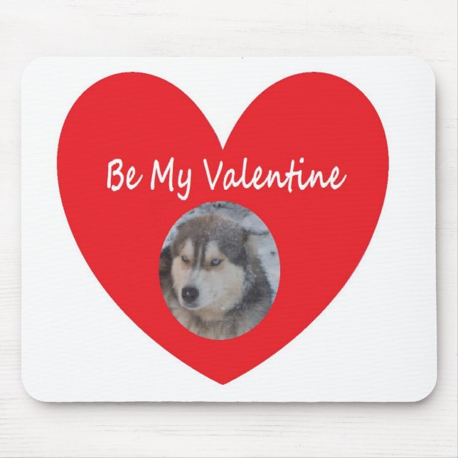 Mousepad Husky Heart Red be My Valentine Musmatta (Framsidan)