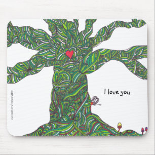 Mousepad - jag älskar dig - träd med teckenet musmatta