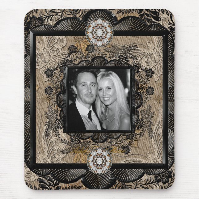 Mousepad Lägg till bild Black Brown Snöre Ram Musmatta (Framsidan)