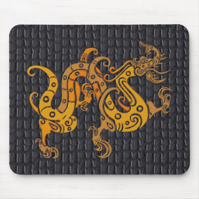 Mousepad Leather Guld Dragon (25-006) Musmatta (Framsidan)