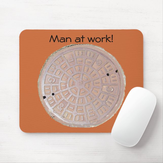 Mousepad - man på arbete (manholen) musmatta (Med mus)