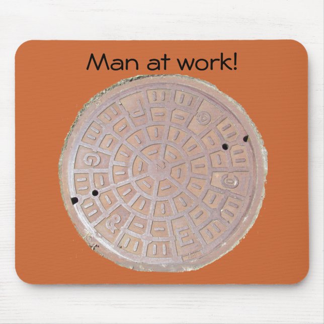 Mousepad - man på arbete (manholen) musmatta (Framsidan)