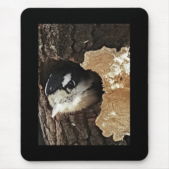 Mousepad med den duniga hackspetten - lodrät musmatta (Framsidan)