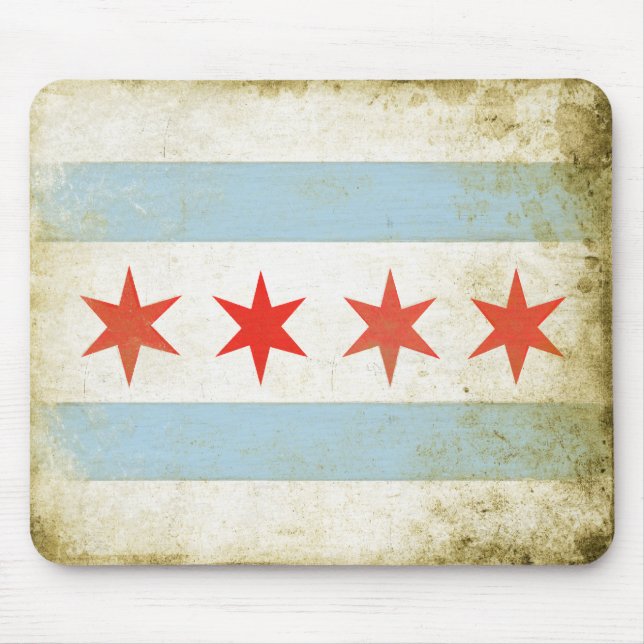 Mousepad med det bekymrade Chicago flaggatrycket Musmatta (Framsidan)