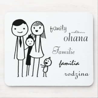 Mousepad med "familjen" i olika språk musmatta