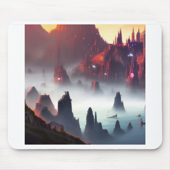 Mousepad med futuristiskans stadskonstruktion musmatta (Framsidan)