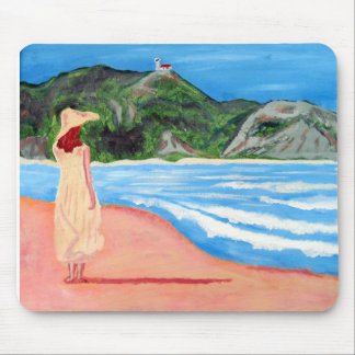 Mousepad med målning av damen på strand musmatta
