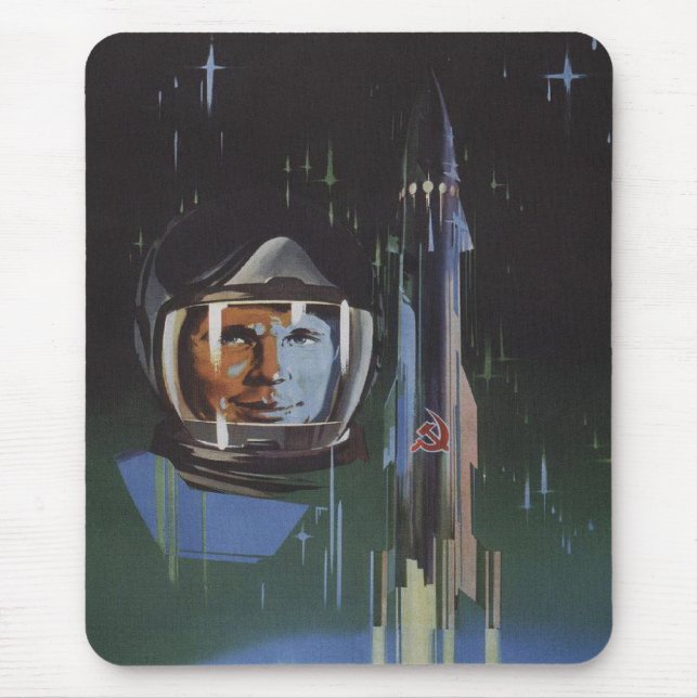 Mousepad med Retro USSR rymdprogrampropaganda Musmatta (Framsidan)