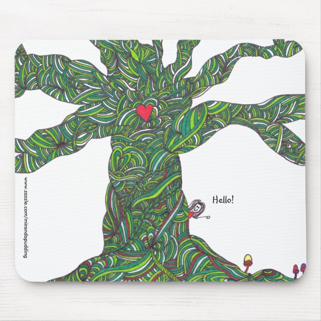 Mousepad med träd- och tecken'hejer musmatta (Framsidan)