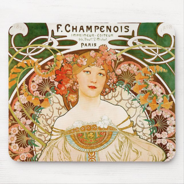 Mousepad: Mucha - Champenois Musmatta (Framsidan)