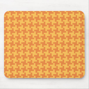 Mousepad, Orange Dogstooth Check Mönster Musmatta