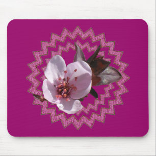 Mousepad - Plum blommar på medallian Musmatta