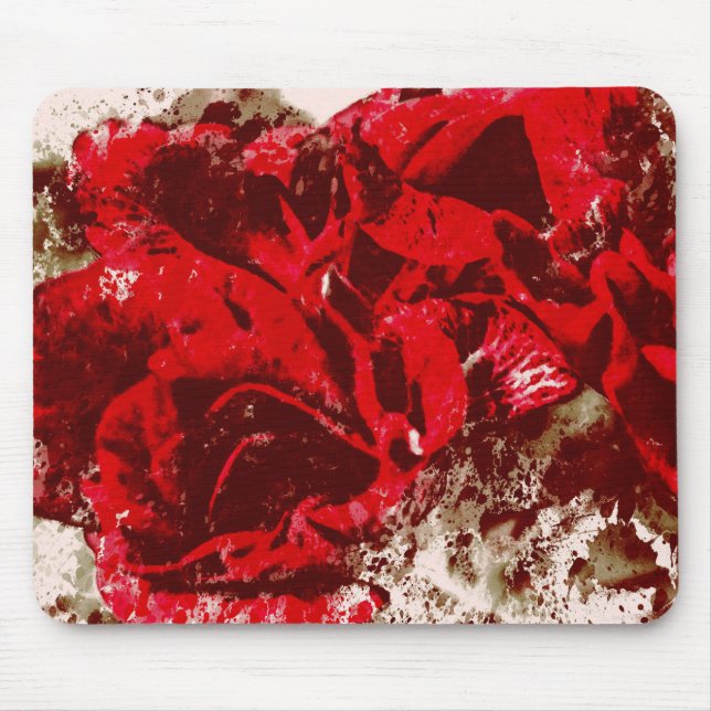 Mousepad Röd ros Watercolor Musmatta (Framsidan)