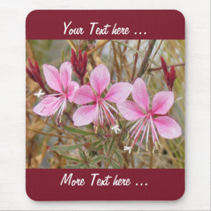 Mousepad - Rosa Flowers med text Musmatta