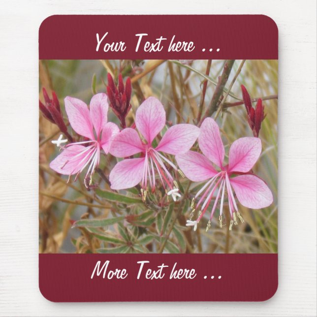 Mousepad - Rosa Flowers med text Musmatta (Framsidan)