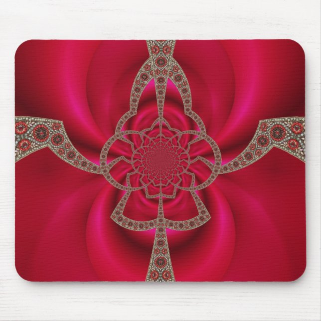 Mousepad Rosa Red Abstrakt Mönster Musmatta (Framsidan)