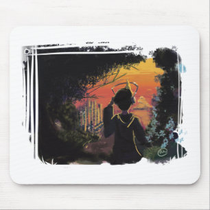 Mousepad - solnedgång lo-fi vid micgurro musmatta