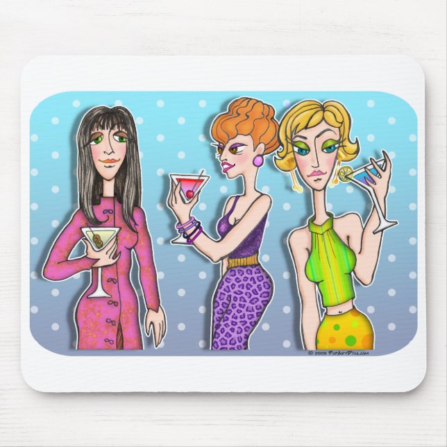 Mousepad - Three Martini Divas Musmatta (Framsidan)