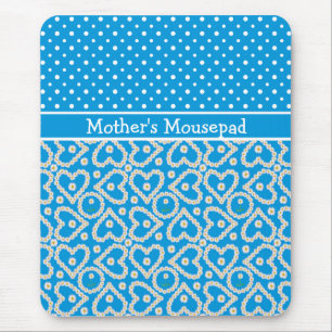 Mousepad to Personalize: Polkas Daisy Chains, Blue Musmatta