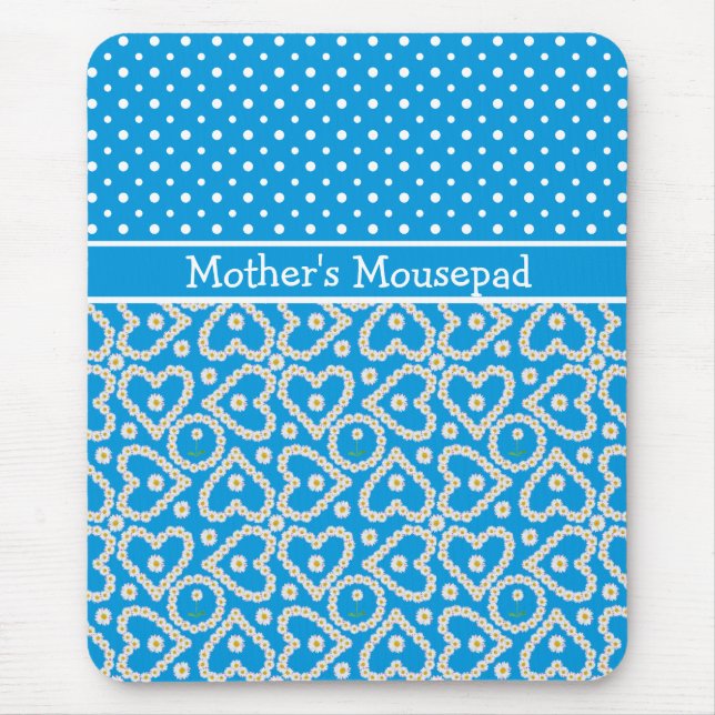 Mousepad to Personalize: Polkas Daisy Chains, Blue Musmatta (Framsidan)