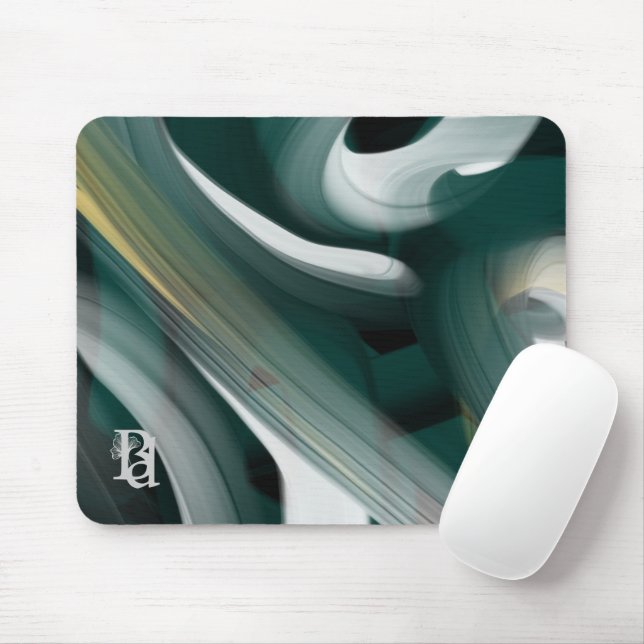 Mousepad Trend Abstrakt Art Black White Grönt Musmatta (Med mus)