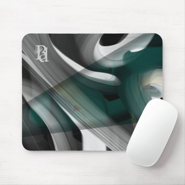 Mousepad Trend Abstrakt Art Black White Grönt Musmatta (Med mus)