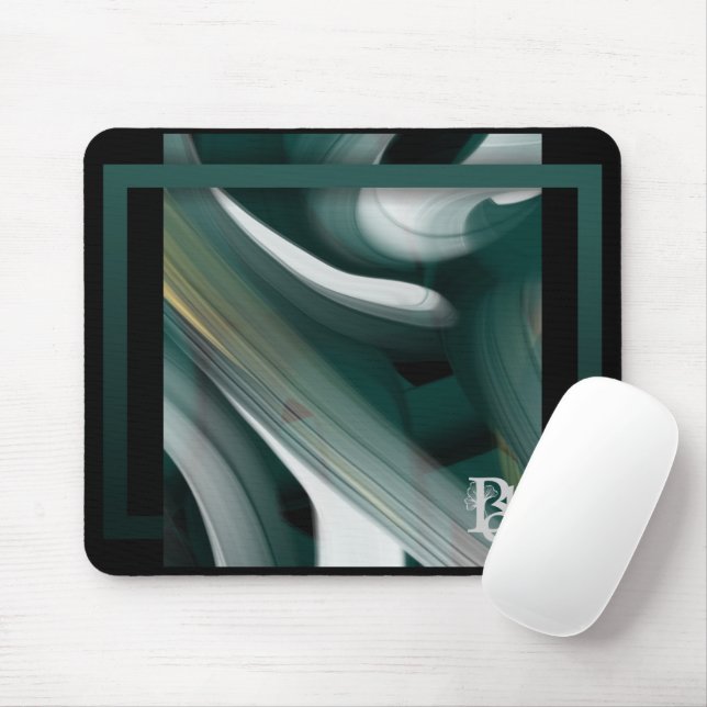 Mousepad Trend Abstrakt Art Black White Grönt Musmatta (Med mus)