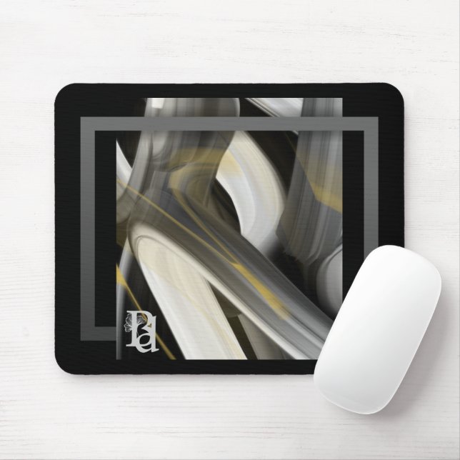 Mousepad Trend Abstrakt Art Black White Guld Musmatta (Med mus)