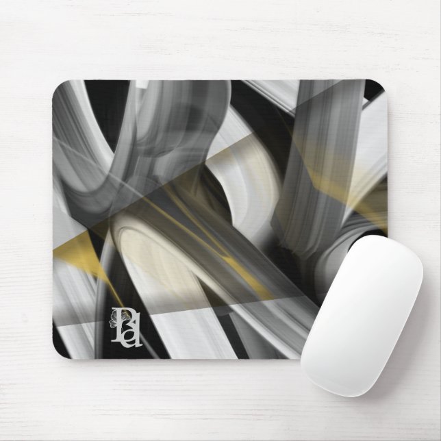 Mousepad Trend Abstrakt Art Black White Guld Musmatta (Med mus)