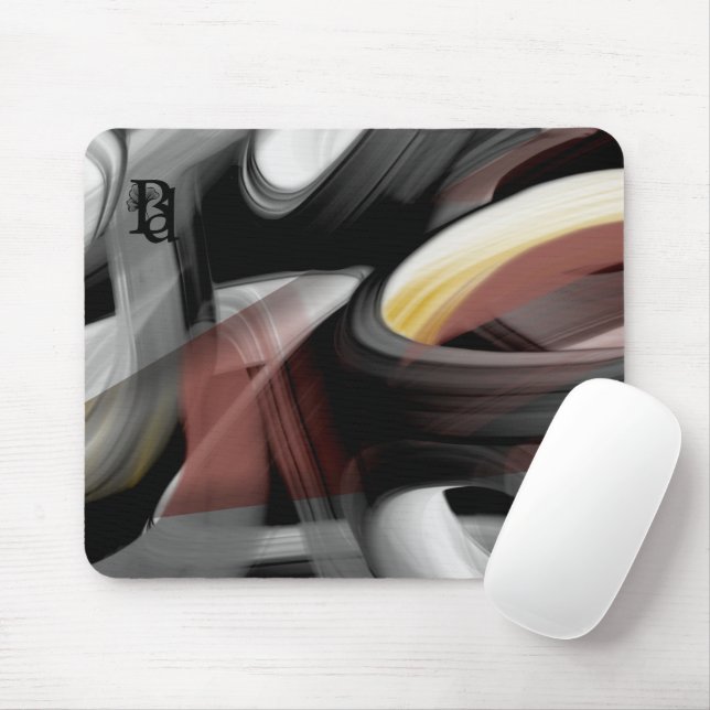 Mousepad Trend Abstrakt Art Black White Powdery Musmatta (Med mus)