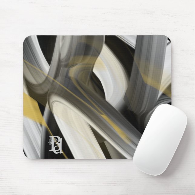 Mousepad Trend Abstrakt Konst Svart Vitt Guld Musmatta (Med mus)