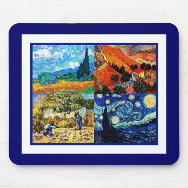 Mousepad Vintage Art Van Gogh Collage Musmatta (Framsidan)