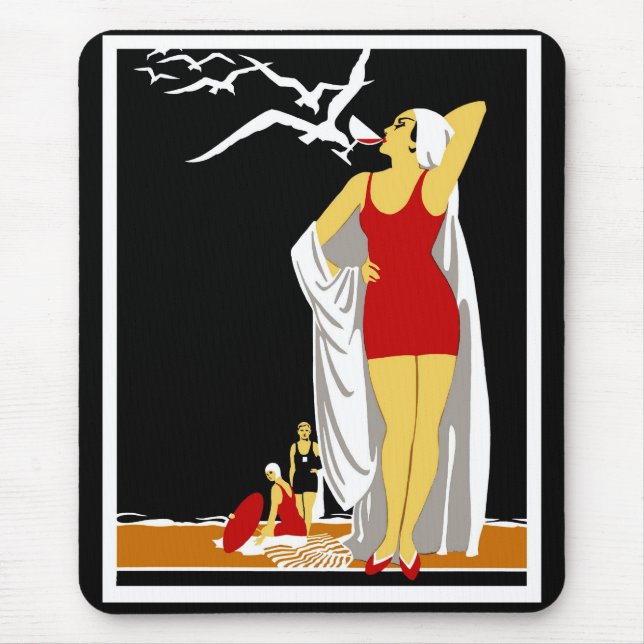 Mousepad Vintage New York Red Bathers Musmatta (Framsidan)