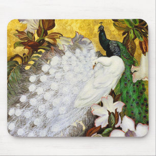 Mousepad: Vita och blå peacocks Musmatta