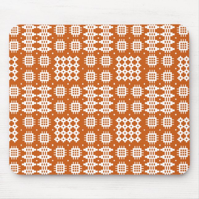 Mousepad: Welsh Tapestry Mönster, Brick Red, White Musmatta (Framsidan)