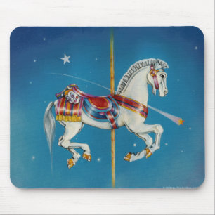 Mousepads - häst för röd, vit- & blåttkarusell musmatta