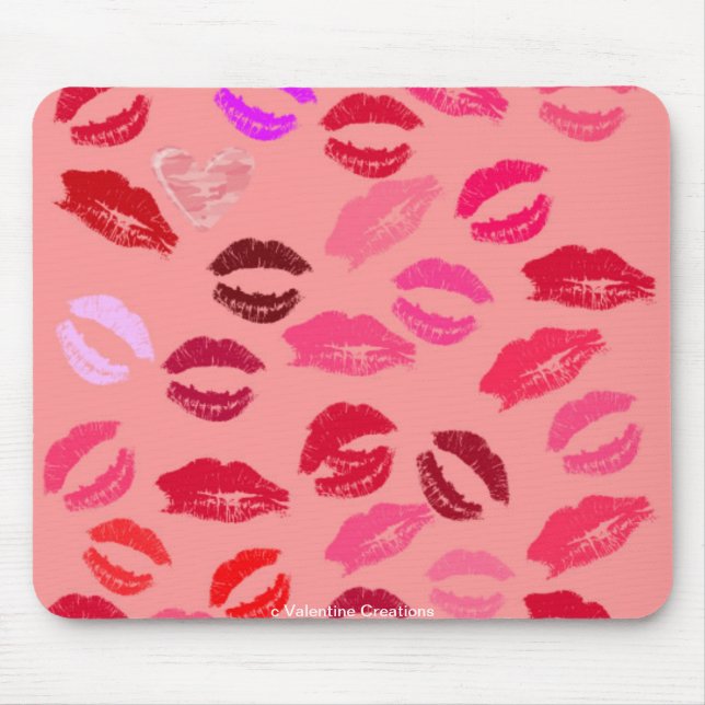 Mousepads - Valentines day Gifts - Kisses & Läppar Musmatta (Framsidan)