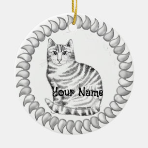 Mouser Tabby katt Julgransprydnad Keramik