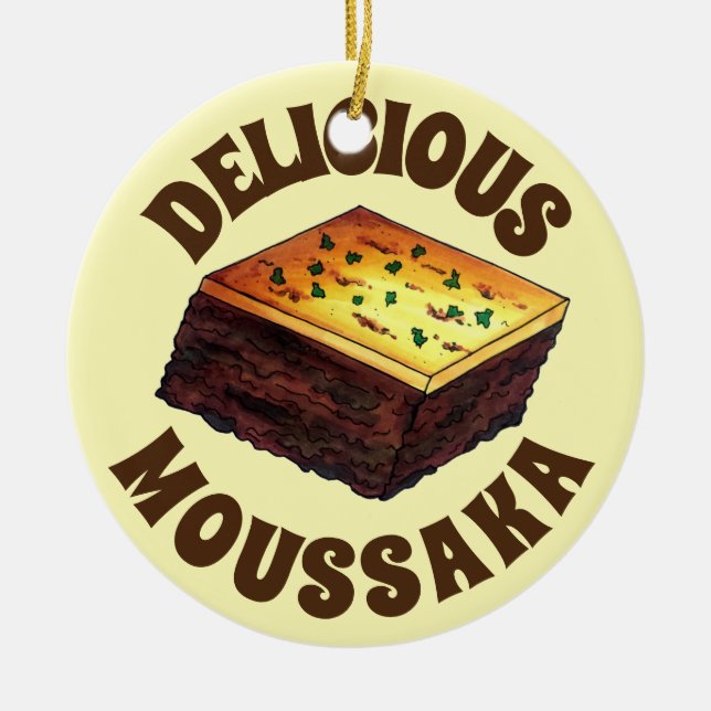 Moussaka Greece Mediterranean Food Eggplant Potato Julgransprydnad Keramik (Framsidan)