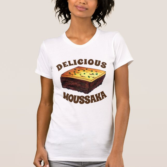 Moussaka Greece Mediterranean Food Eggplant Potato T Shirt (Framsida)