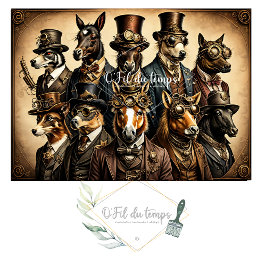 Mousseline Dog Family Steampunk Hat Tissue paper