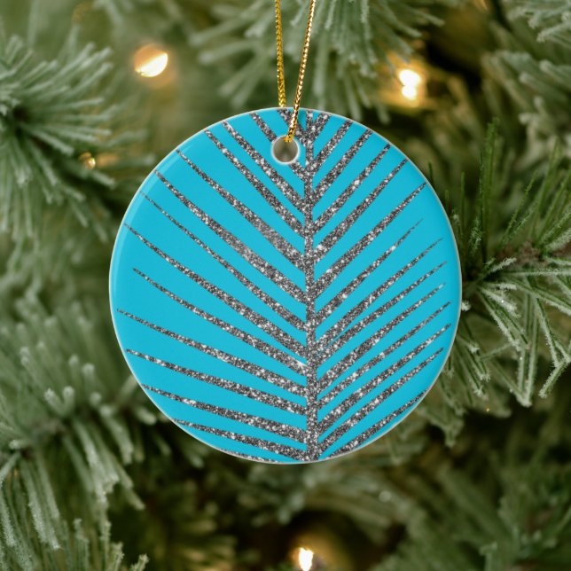 Mousserande Aqua Blue Glitter Julgransprydnad Keramik (Träd)