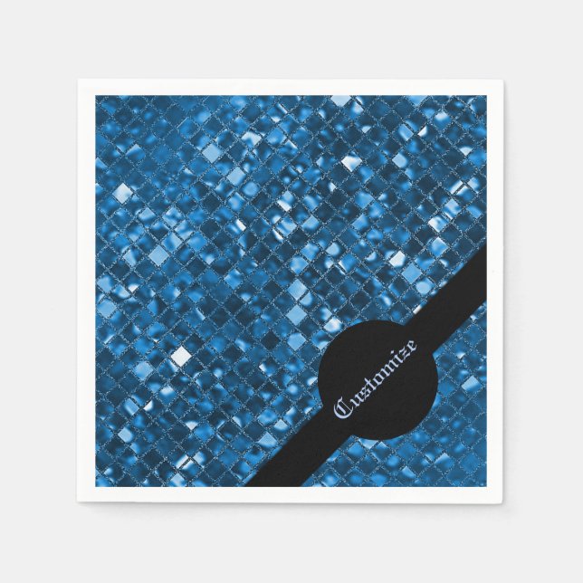 Mousserande Blue Mosaic Mönster Napkins Pappersservett (Framsidan)
