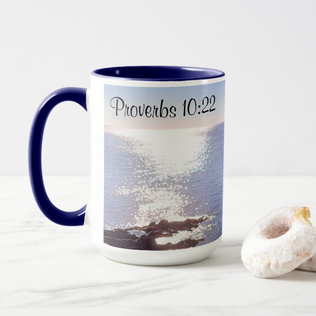 Mousserande Blue Ocean Blessings Bible Verse Mugg (Med munk)