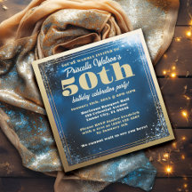 Mousserande Blue och Guld 50:e Födelsedagsfesten