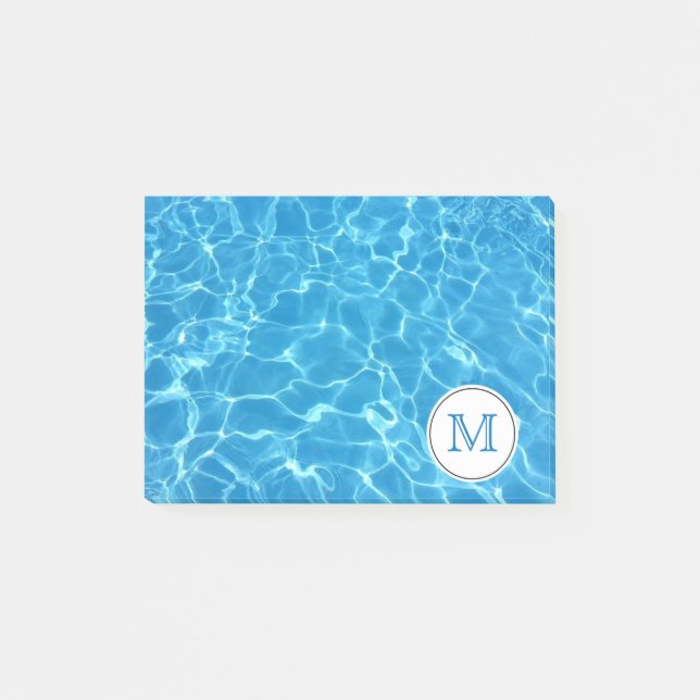 Mousserande Blue Swimming Bassäng Blue Vatten Mono Post-it Block (Framsida)