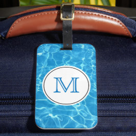 Mousserande Blue Swimming Bassäng Vatten Monogram Bagagebricka