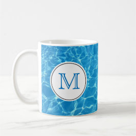 Mousserande Blue Swimming Bassäng Vatten Monogram Kaffemugg